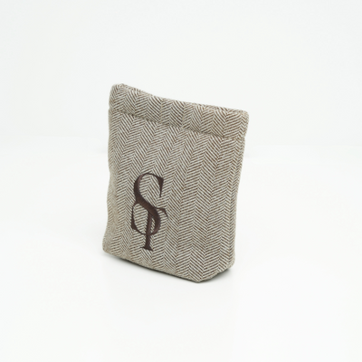 Elma treat bag in mocca herringbone with embossed Staey monogram